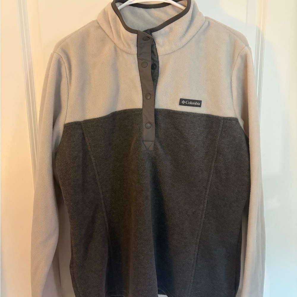 Columbia Benton Springs Half Snap Pullover Women’s XL Gray & White